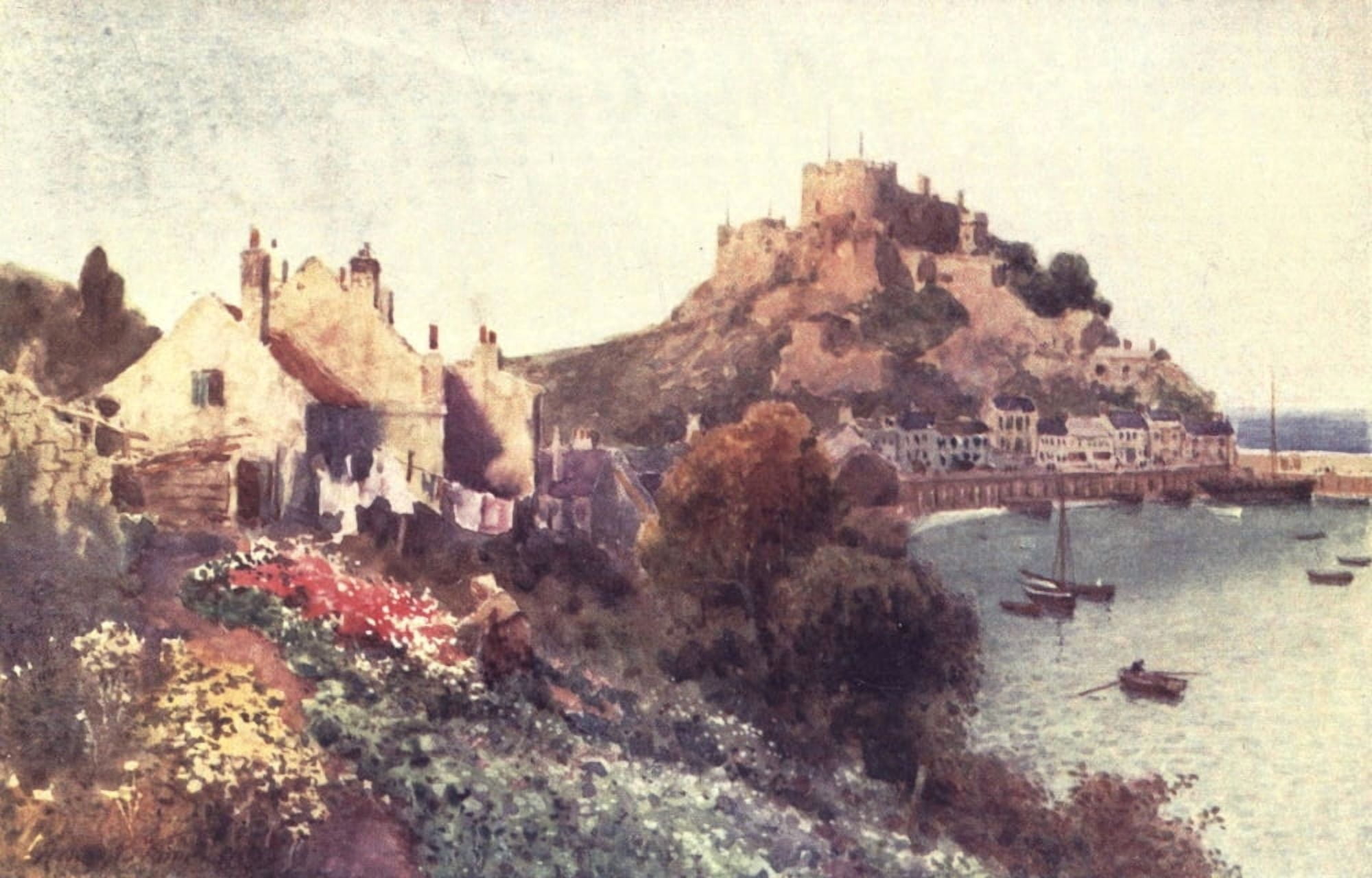Channel Islands 1911 Mt Orgueil Castle Jersey Canvas Art - Henry Bowser Wimbush (24 x 36)