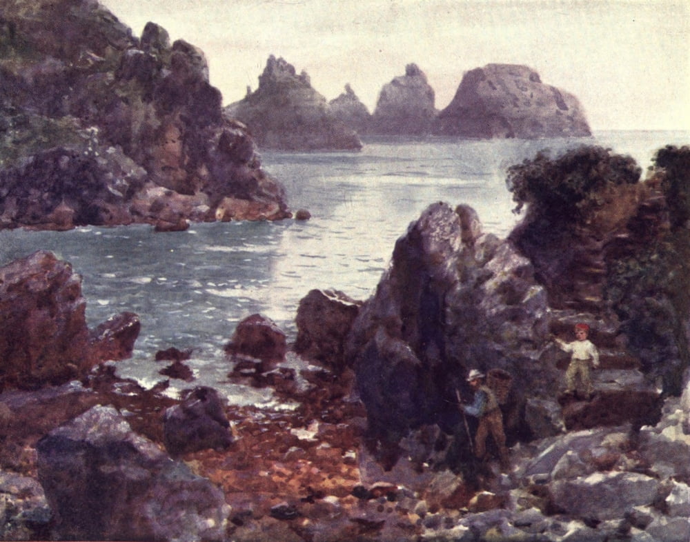 Channel Islands 1911 Pea Stacks Guernsey Canvas Art - Henry Bowser Wimbush (24 x 36)