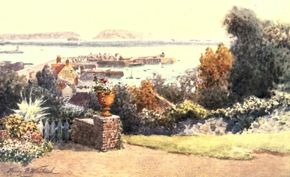 Channel Islands 1919 From Old Government Hse Hotel Guernsey Canvas Art - Henry Bowser Wimbush (18 x 24)