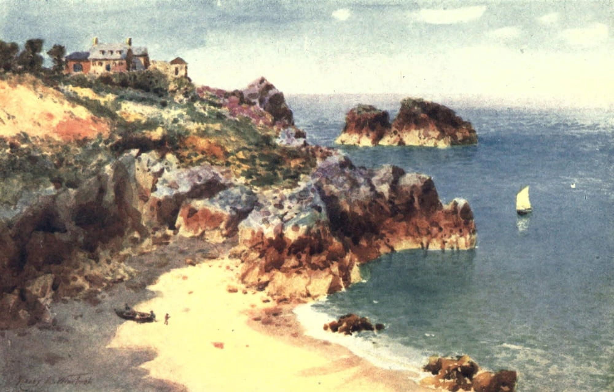 Channel Islands 1919 Petit Portelet Bay Jersey Canvas Art - Henry Bowser Wimbush (24 x 36)