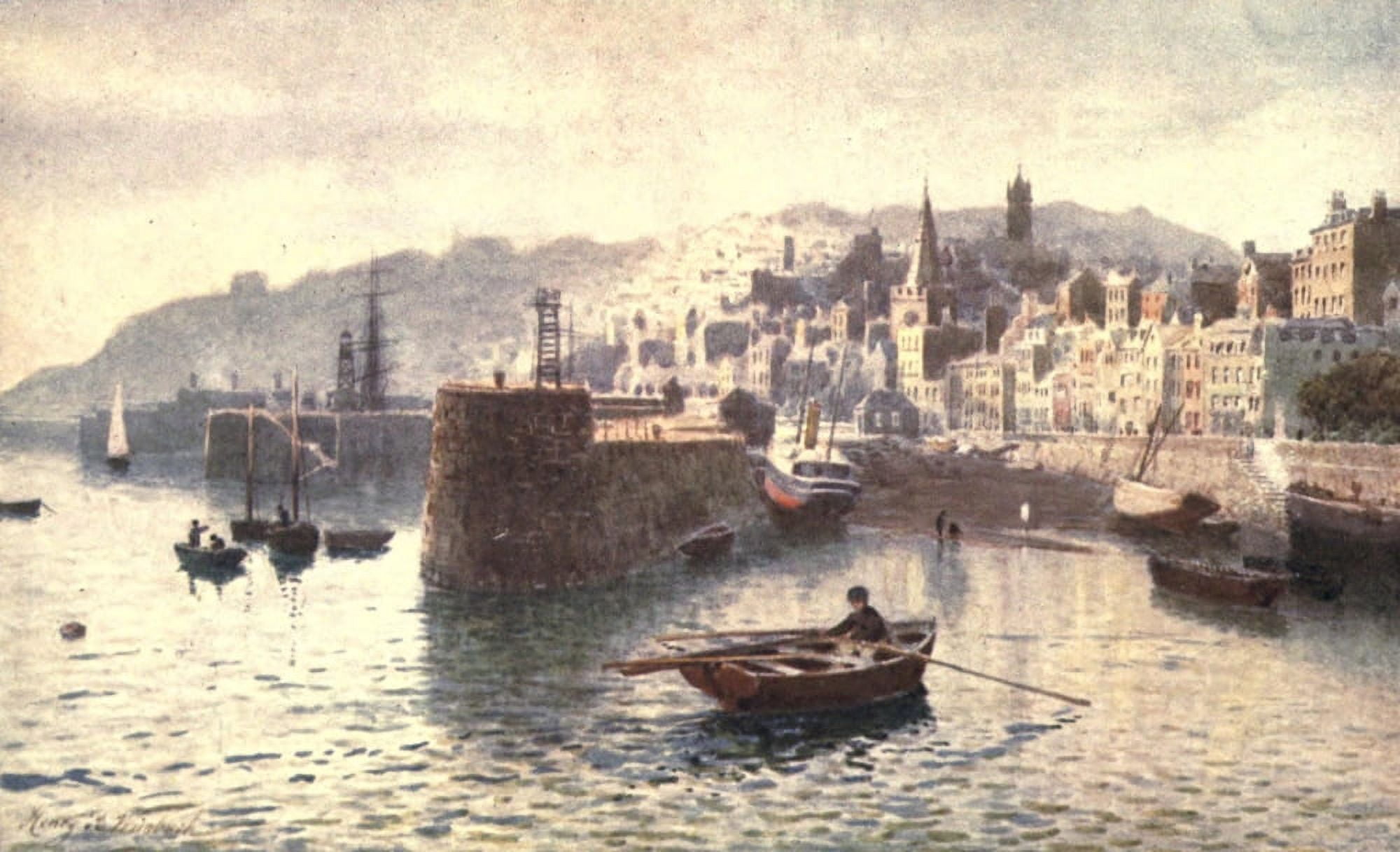 Channel Islands 1919 St Peter Port from White Rock Canvas Art - Henry Bowser Wimbush (24 x 36)