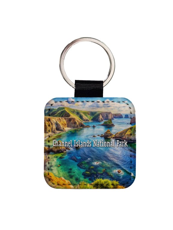 Channel Islands National Park California Faux Leather Square Keychain