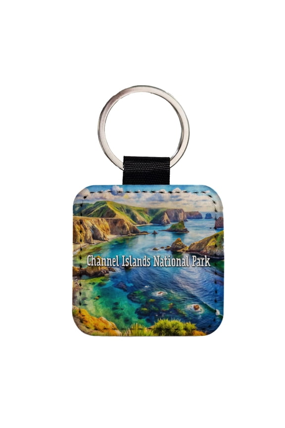 Channel Islands National Park California Faux Leather Square Keychain