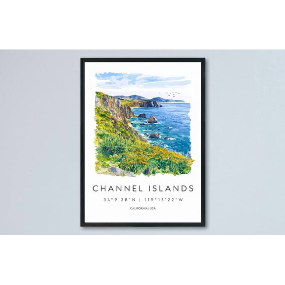 Channel Islands Poster Channel Islands Travel Print National Park Art Ocean Painting Channel Islands Decor, Poster Only