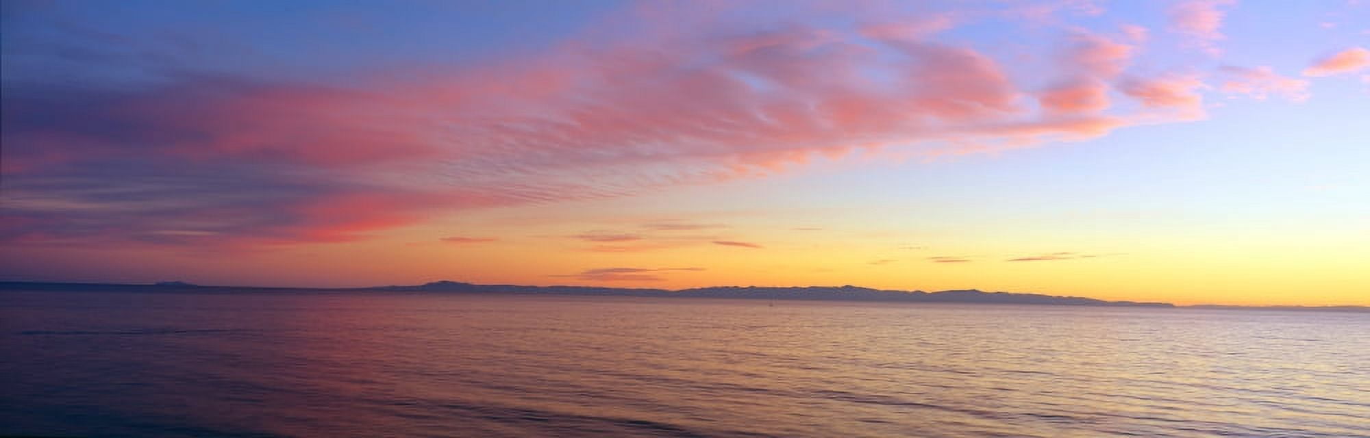 Channel Islands and Pacific at sunset Ventura California Canvas Art - Panoramic Images (36 x 12)