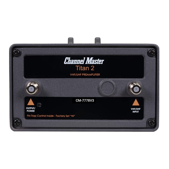 Channel Master Titan 2 Medium-Gain Preamplifier - TV Antenna Pre-Amplifier, 16dB Gain, Compatible with Non-Amplified TV Antennas, Increases Signal Strength, Indoor/Outdoor.