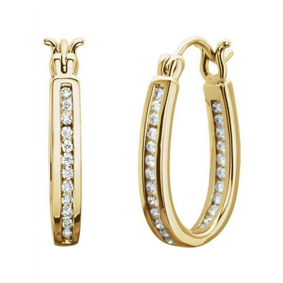 Channel Set 1/3 cttw Diamond Hoop Earrings in 14k Yellow Gold
