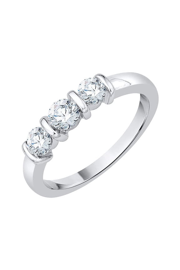 Channel Set 3 Diamond Engagement Ring in Sterling Silver (1/2 cttw, I-J, I1-I2)