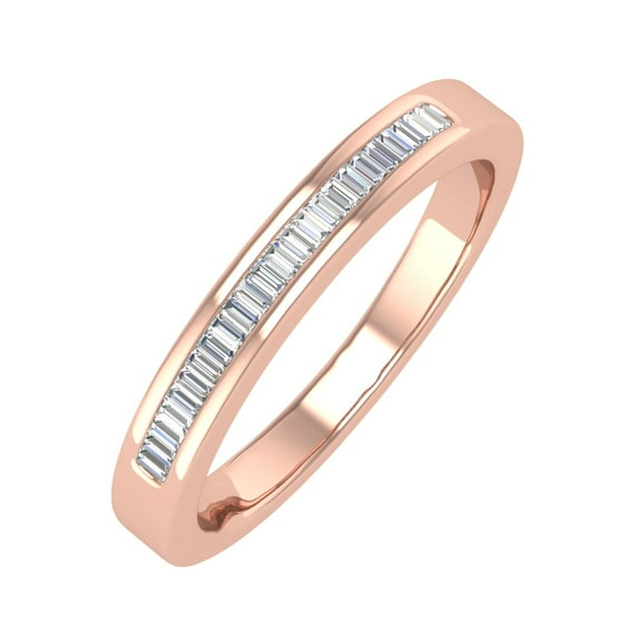 Channel Set Baguette Shape Diamond Wedding Band Ring in 14K Rose Gold (0.16 cttw) (Ring Size 4) (SI1-SI2 Clarity)