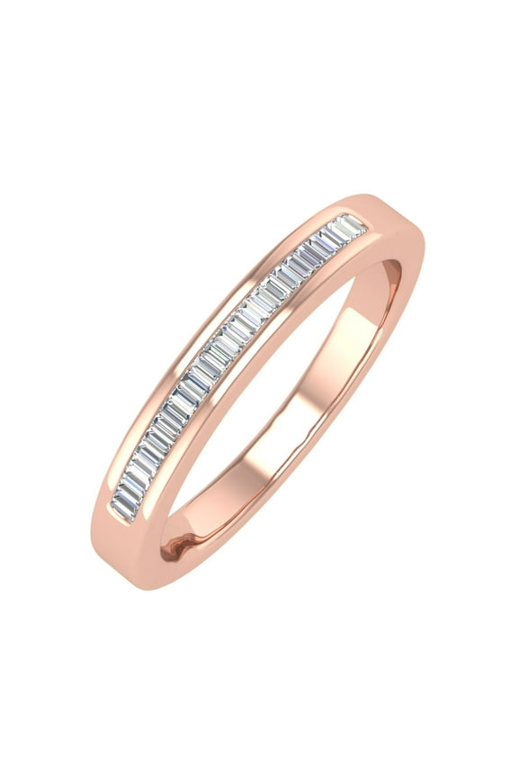 Channel Set Baguette Shape Diamond Wedding Band Ring in 14K Rose Gold (0.16 cttw) (Ring Size 4) (SI1-SI2 Clarity)