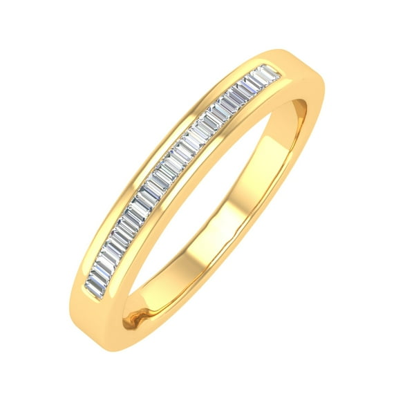 Channel Set Baguette Shape Diamond Wedding Band Ring in 14K Yellow Gold (0.16 cttw) (Ring Size 10.5) (SI1-SI2 Clarity)