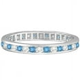thumbnail image 1 of Channel-Set Blue Topaz Eternity Wedding Band Stacking Ring 925 Sterling Silver Gemstone Jewelry For Women Gift By KIRAN FINE JEWELS, 1 of 1