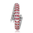 thumbnail image 1 of Channel Set Designer Bracelet with Artificial Princess Cut Ruby and Brilliant Diamonds by Diamond Essence set in Sterling Silver, 1 of 1