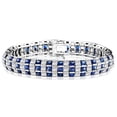 thumbnail image 1 of Channel Set Designer Bracelet with Artificial Princess Cut Sapphire and Brilliant Diamonds by Diamond Essence set in Sterling Silver, 1 of 1