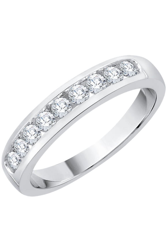 Channel Set Diamond Anniversary Band in 14K White Gold (1/2 cttw, G-H, I2/I3)