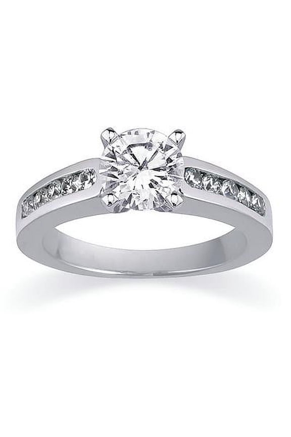 Channel Set Diamond Egagement Ring Setting in White Gold (I-J Color, I1-I2 Clarity)