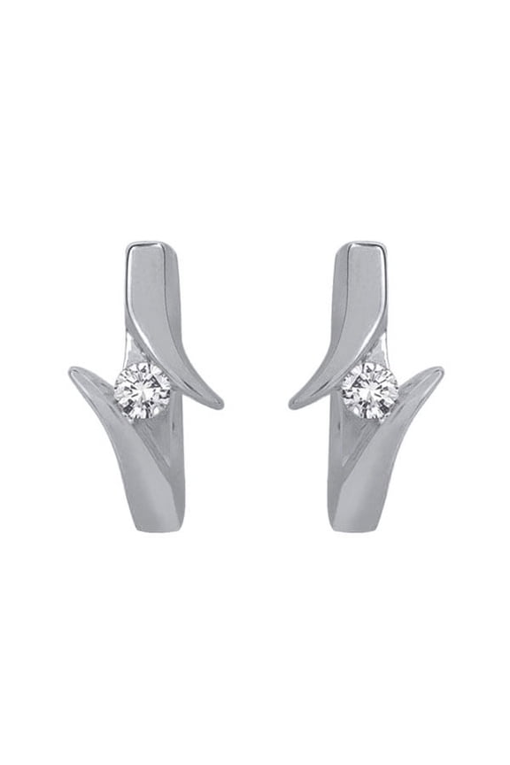 Channel Set Diamond Huggie Earrings in 10K White Gold (1/6 cttw, G-H, I2-I3)