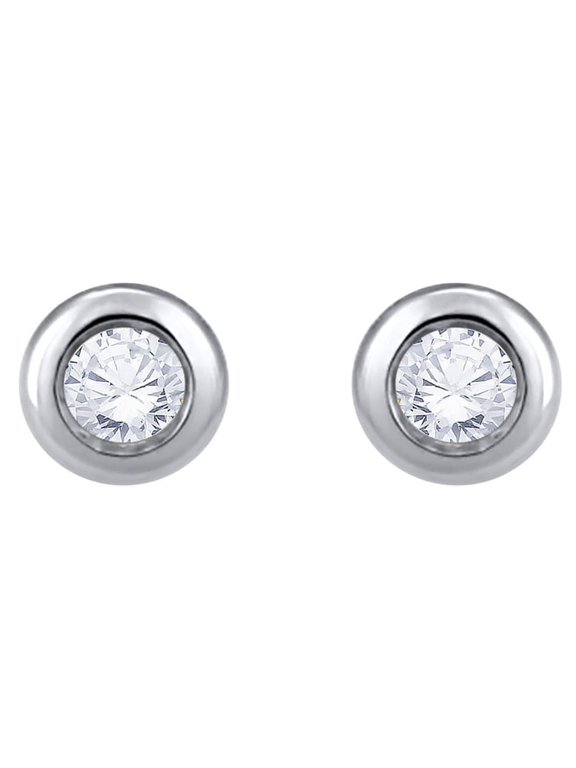 Channel Set Diamond Stud Earrings in 14K White Gold (1/2 cttw, G-H, I2-I3)