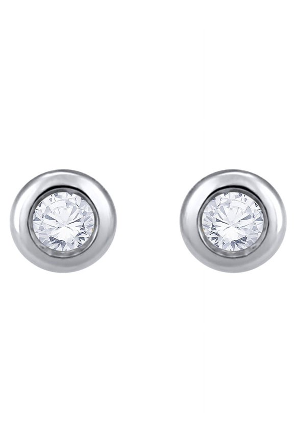 Channel Set Diamond Stud Earrings in 14K White Gold (3/4 cttw, G-H, I2-I3)