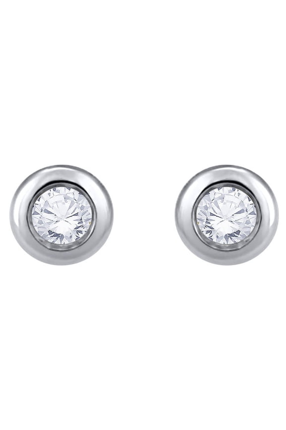 Channel Set Diamond Stud Earrings in 14K White Gold (3/8 cttw, G-H, I2-I3)