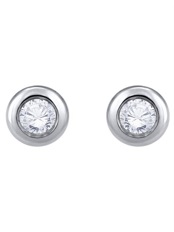Channel Set Diamond Stud Earrings in 14K White Gold (5/8 cttw, G-H, I2-I3)