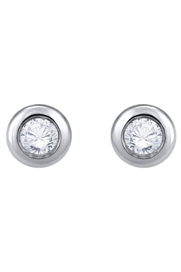 Channel Set Diamond Stud Earrings in 14K White Gold (5/8 cttw, G-H, I2-I3)