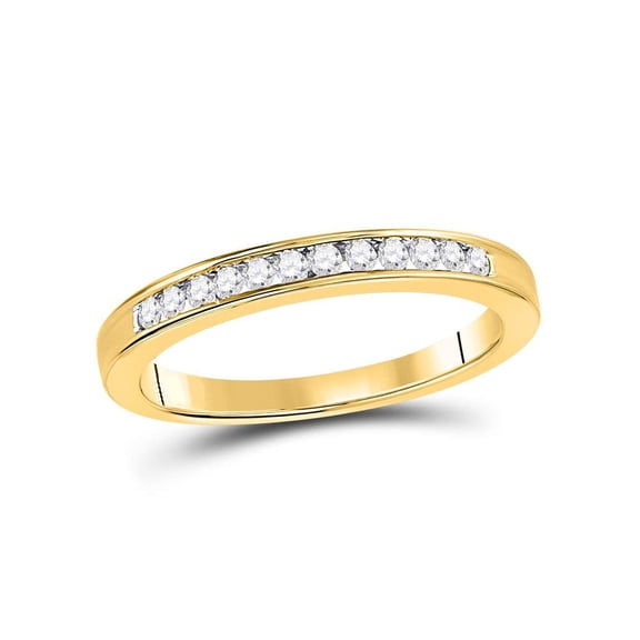 Channel Set Diamond Wedding Band Ring 1/7 Carat (Ctw H-I, I1-I2) in 14K Yellow Gold for Women