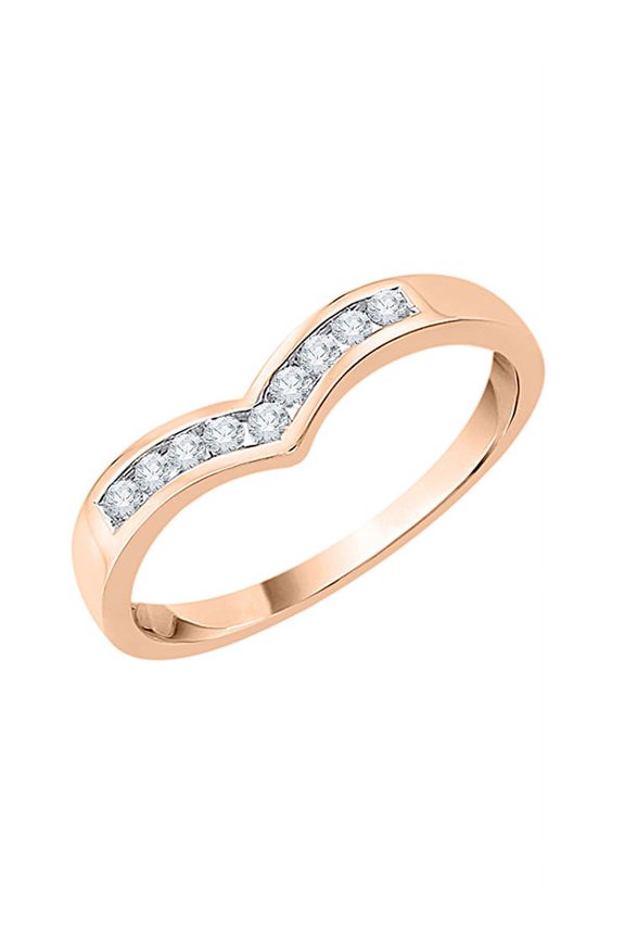 Channel Set Diamond Wedding Band in 10K Rose Gold (1/4 cttw, I-J, I1-I2) (Size-7)