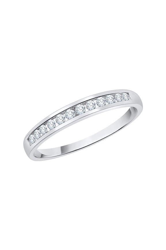 Channel Set Diamond Wedding Band in Sterling Silver (1/5 cttw, I-J, I1-I2)