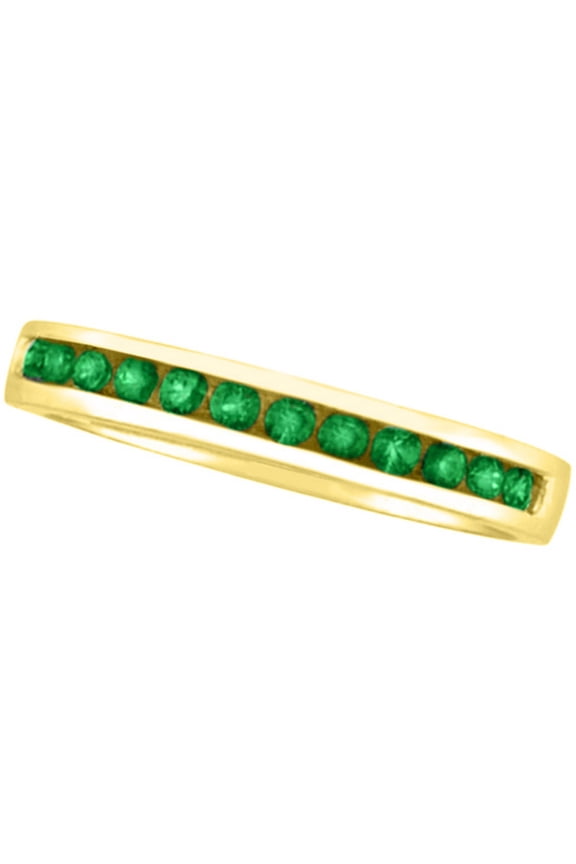 Channel-Set Emerald Band Stackable Ring 14k Yellow Gold (0.40ct)