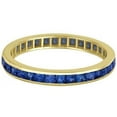 thumbnail image 1 of Channel Set Princess-Cut Blue Sapphire Eternity Wedding Band Ring 925 Sterling Silver Yellow Gold Plated Gemstone Jewelry For Women Gift, 1 of 5