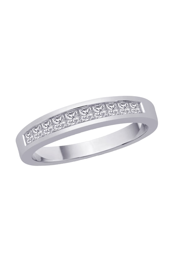 Channel Set Princess Cut Diamond Band in Sterling Silver (1 cttw)