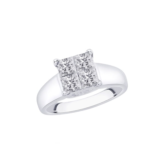 Channel Set Princess Cut Diamond Engagement Ring in 14K White Gold (1 cttw, H-I, I2-I3)