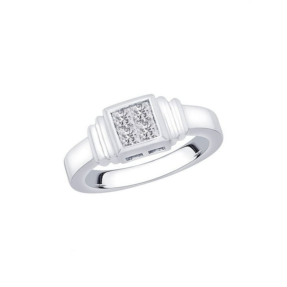 Channel Set Princess Cut Diamond Wedding Band in 14K White Gold (1/3 cttw, H-I, I2-I3)