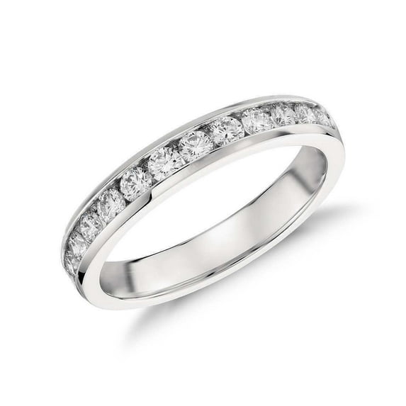 Channel Set Wedding Band 14K White Gold Over Half Eternity Band 1.5 Ct Round Diamond