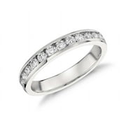 CELESTIAL JEWEL Channel Set Wedding Band 14K White Gold Over Half Eternity Band 1.5 Ct Round Diamond