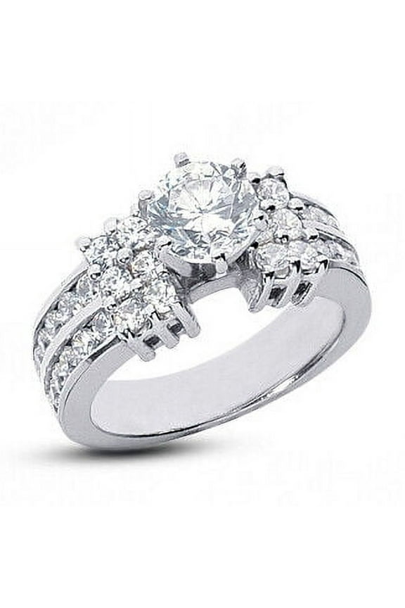 Channel Set Women's Engagament Ring 1.9 Ct Diamond 14K White Gold Over