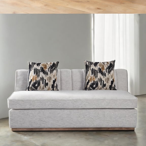 Channel-Style Armless Loveseat with Dacron-Wrapped Cushions, White-Toned Polyester