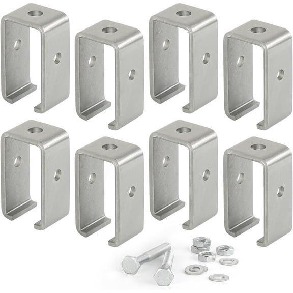 Channel Trolley Track Hanger Bracket, Intermediate Support Bracket for All 1-5/8" Strut Channel, Heavy Duty Track Joiner Support Bracket (Set 8)
