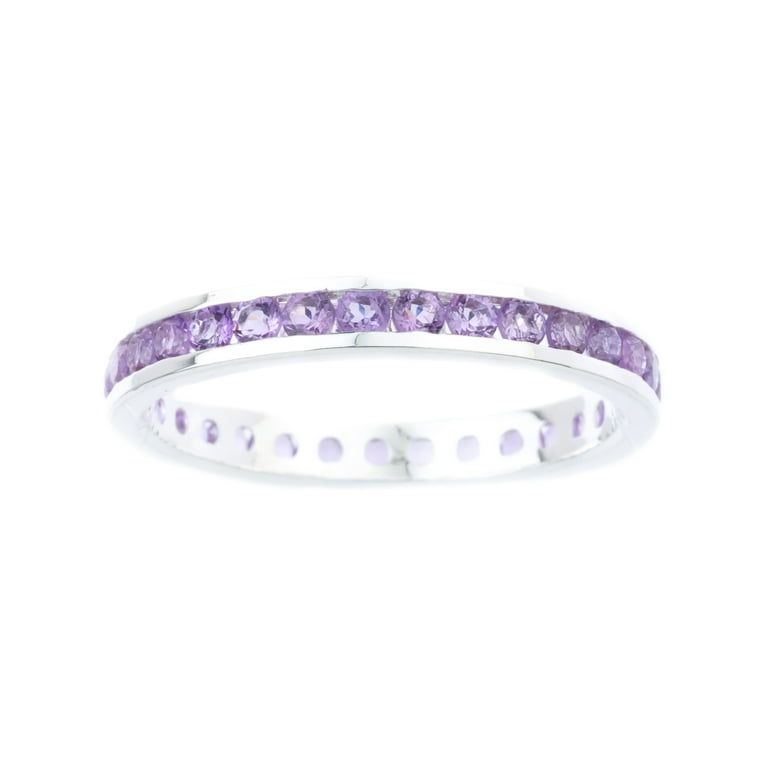 Channel set Genuine Alexandrite June Birthstone ring in Sterling Silver