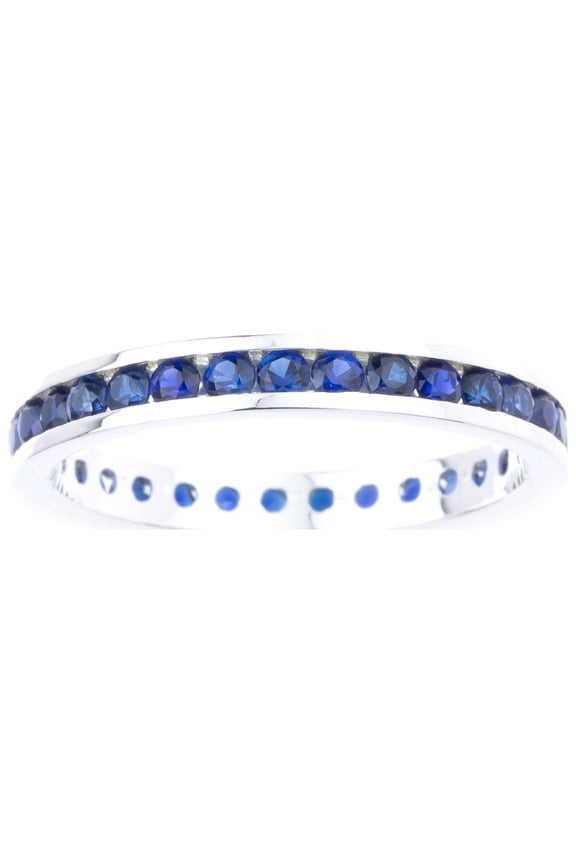 Channel-set Genuine Sapphire September Birthstone ring in Sterling Silver