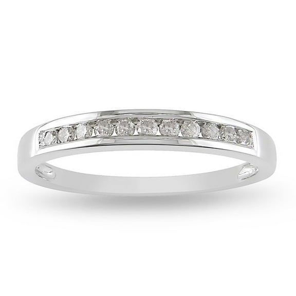 Channel set Round Diamond Wedding Ring in White Gold on Sale