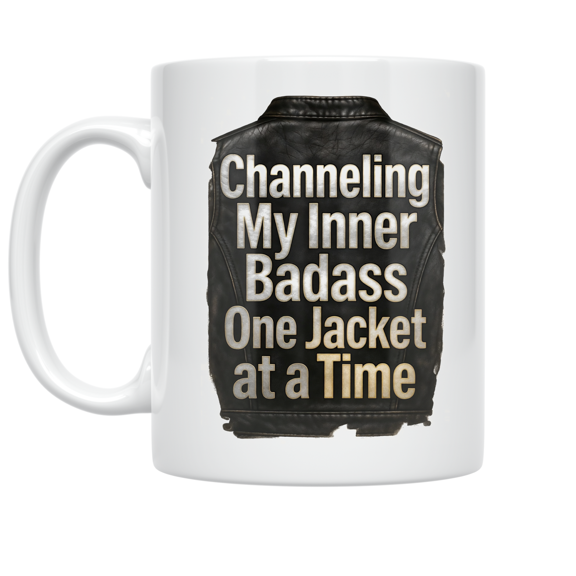 Channeling My Inner Badass One Jacket at a Time - Leather Jacket Enthusiast - 11 oz Ceramic Coffee Mug