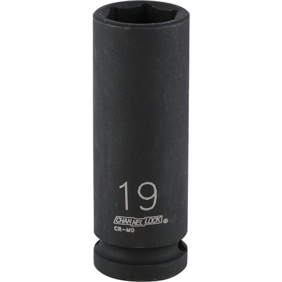 Channellock 1/2" Drive 19 mm 6-Point Deep Metric Impact Socket
