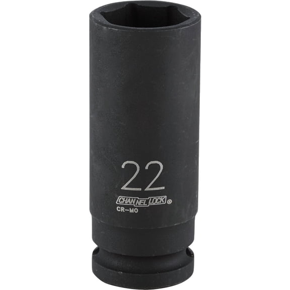 Channellock 1/2" Drive 22 mm 6-Point Deep Metric Impact Socket