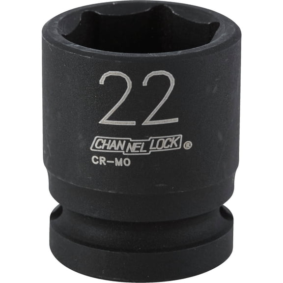 Channellock 1/2" Drive 22 mm 6-Point Shallow Metric Impact Socket