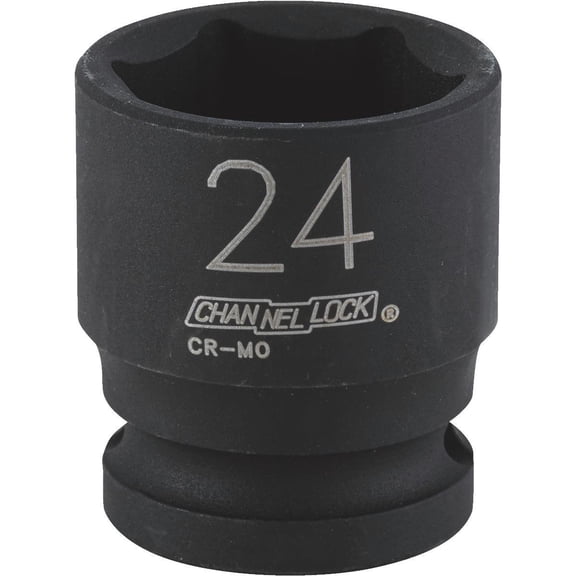 Channellock 1/2" Drive 24 mm 6-Point Shallow Metric Impact Socket