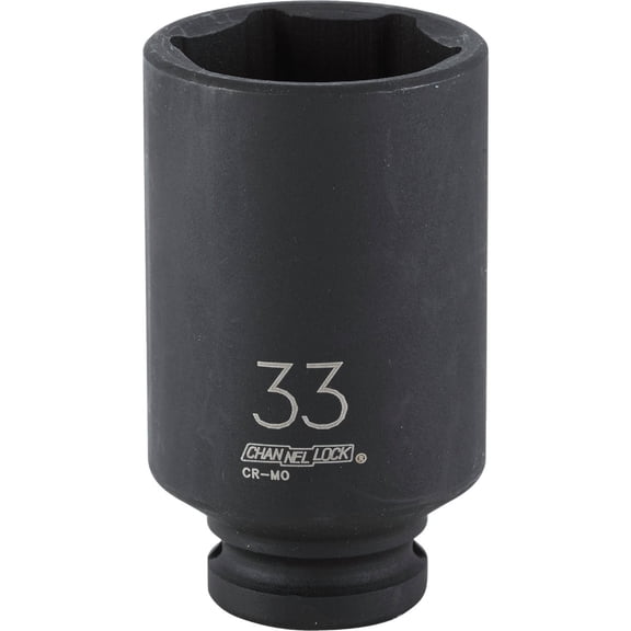 Channellock 1/2" Drive 33 mm 6-Point Deep Metric Impact Socket