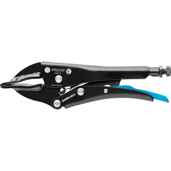 Channellock 108-8 8 Sheet Metal Locking Pliers, Epoxy Resin Coating, Forged Steel, Sheet Metal Locking Tool provides a FLAT JAW and 3-inch Plate for Bending, Braking, Crimping or Clamping Sheet Metal
