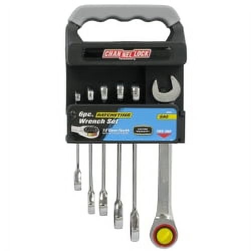 Channellock 38040 Chrome/Nickel Finish Steel Ratcheting Wrench, 6 piece set